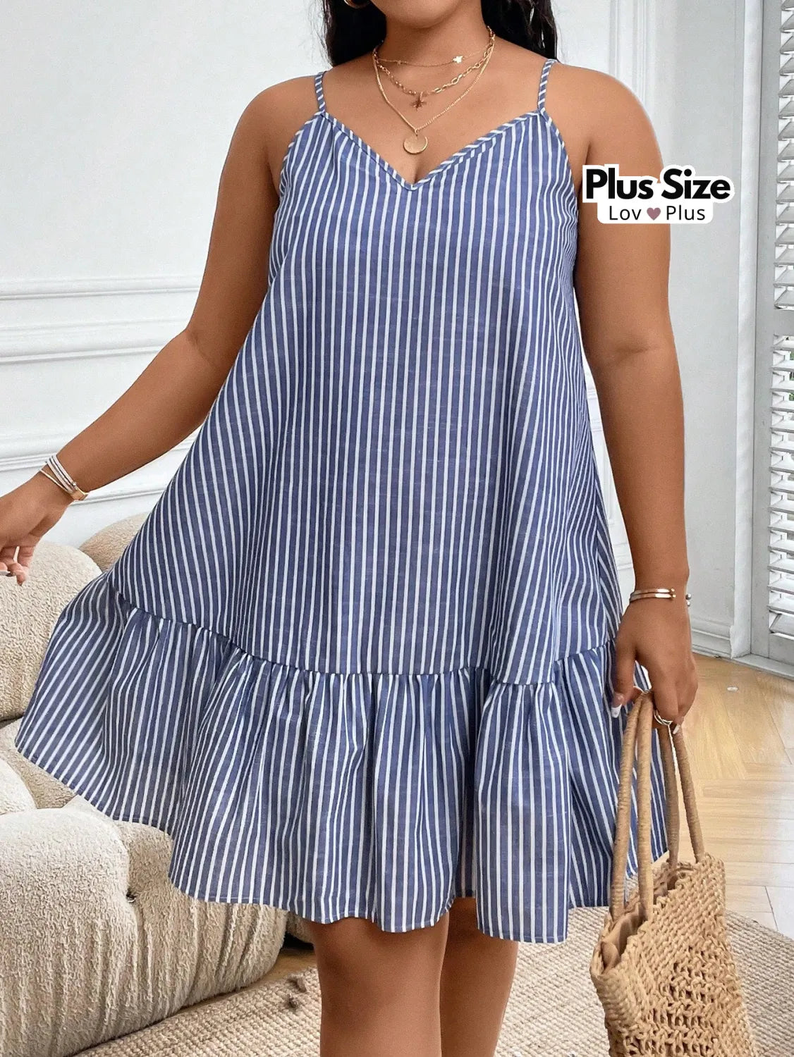 Vestido Listrado Soltinho Plus Size Vestidos Plus Size
