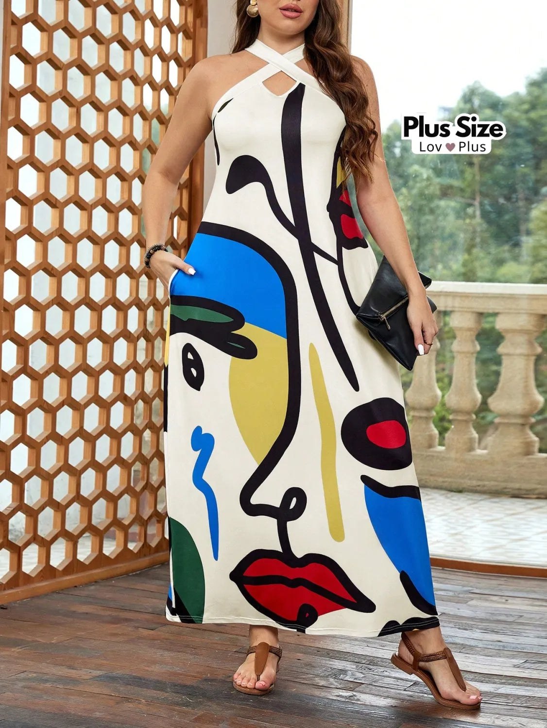 Vestido Plus Size Estampa Abstrata Vestidos Plus Size