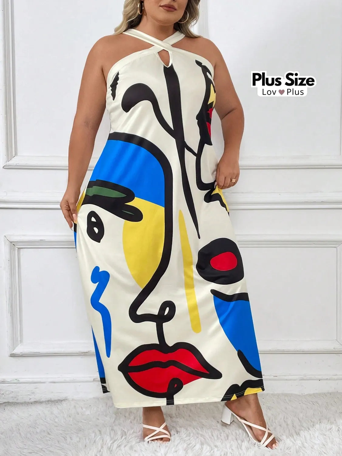 Vestido Plus Size Estampa Abstrata Vestidos Plus Size