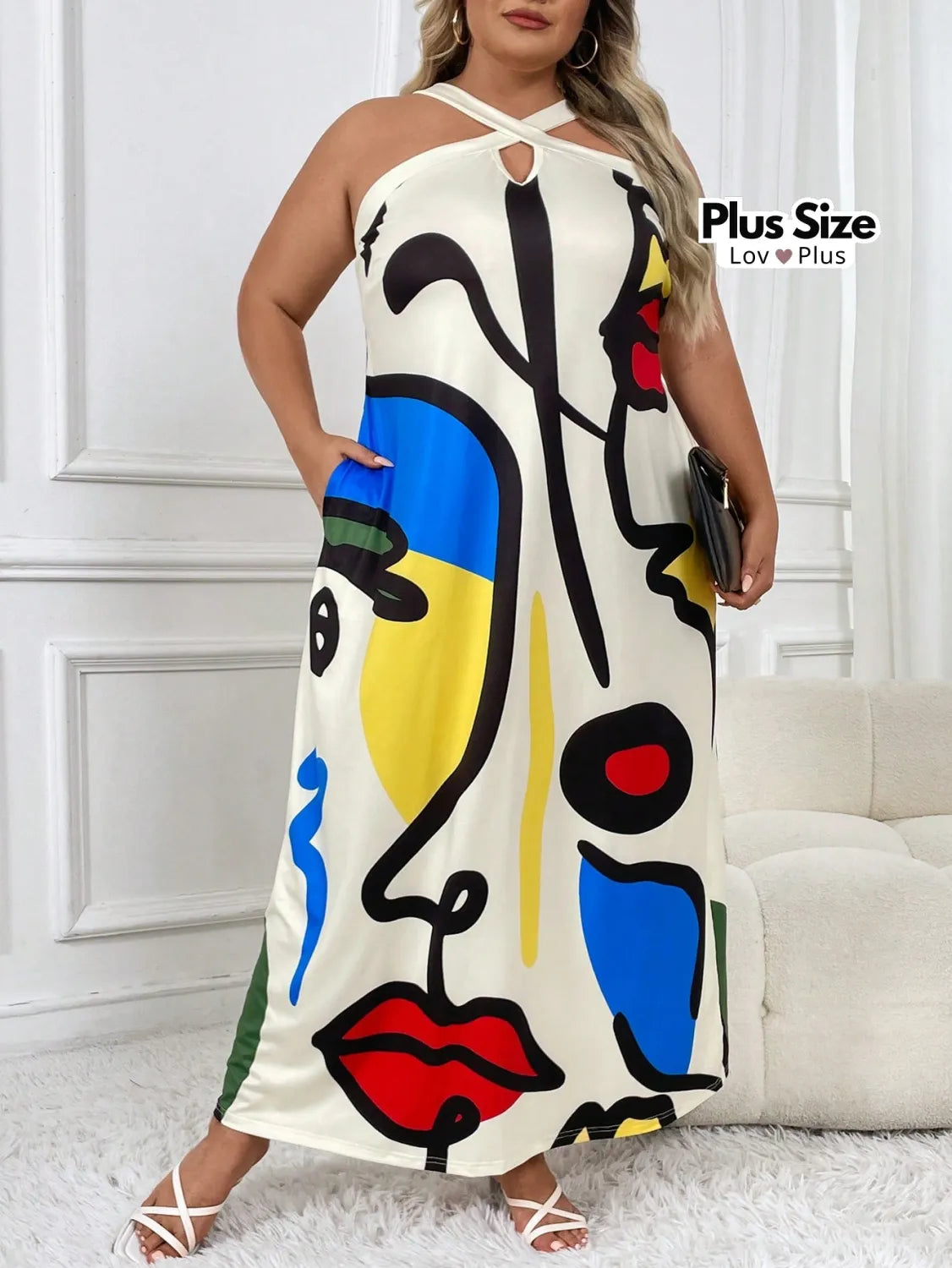 Vestido Plus Size Estampa Abstrata Vestidos Plus Size