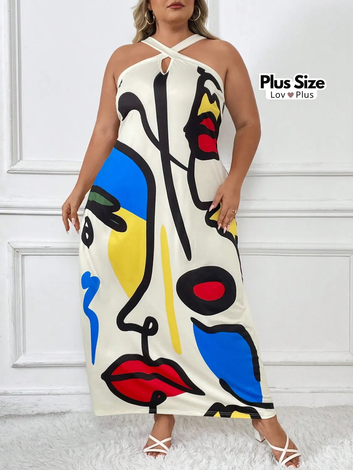 Vestido Plus Size Estampa Abstrata Vestidos Plus Size