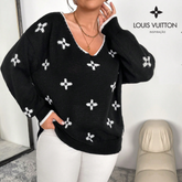 Cardigã Preto Plus Size Inspiração LV