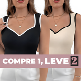 Kit com 2 Blusas Plus Size Decote Coração Compre 1 leve 2