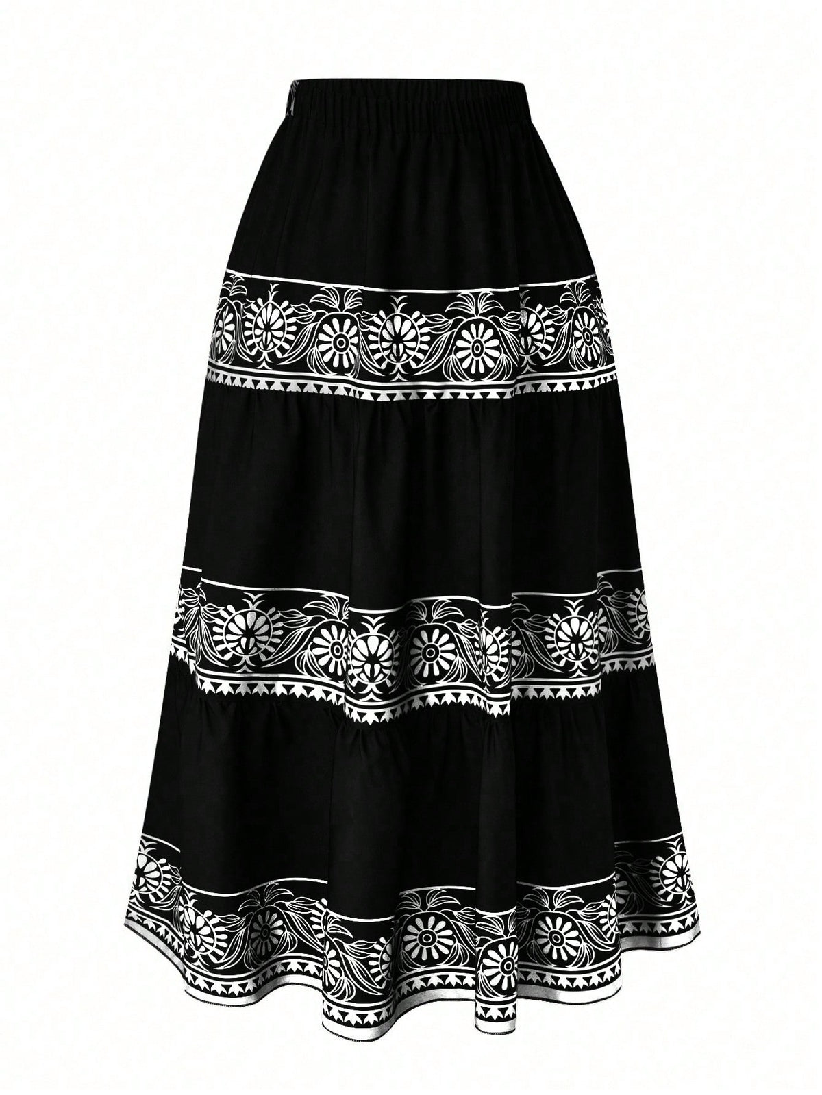 Saia Godê Cintura Alta Estampa Exclusiva Boho