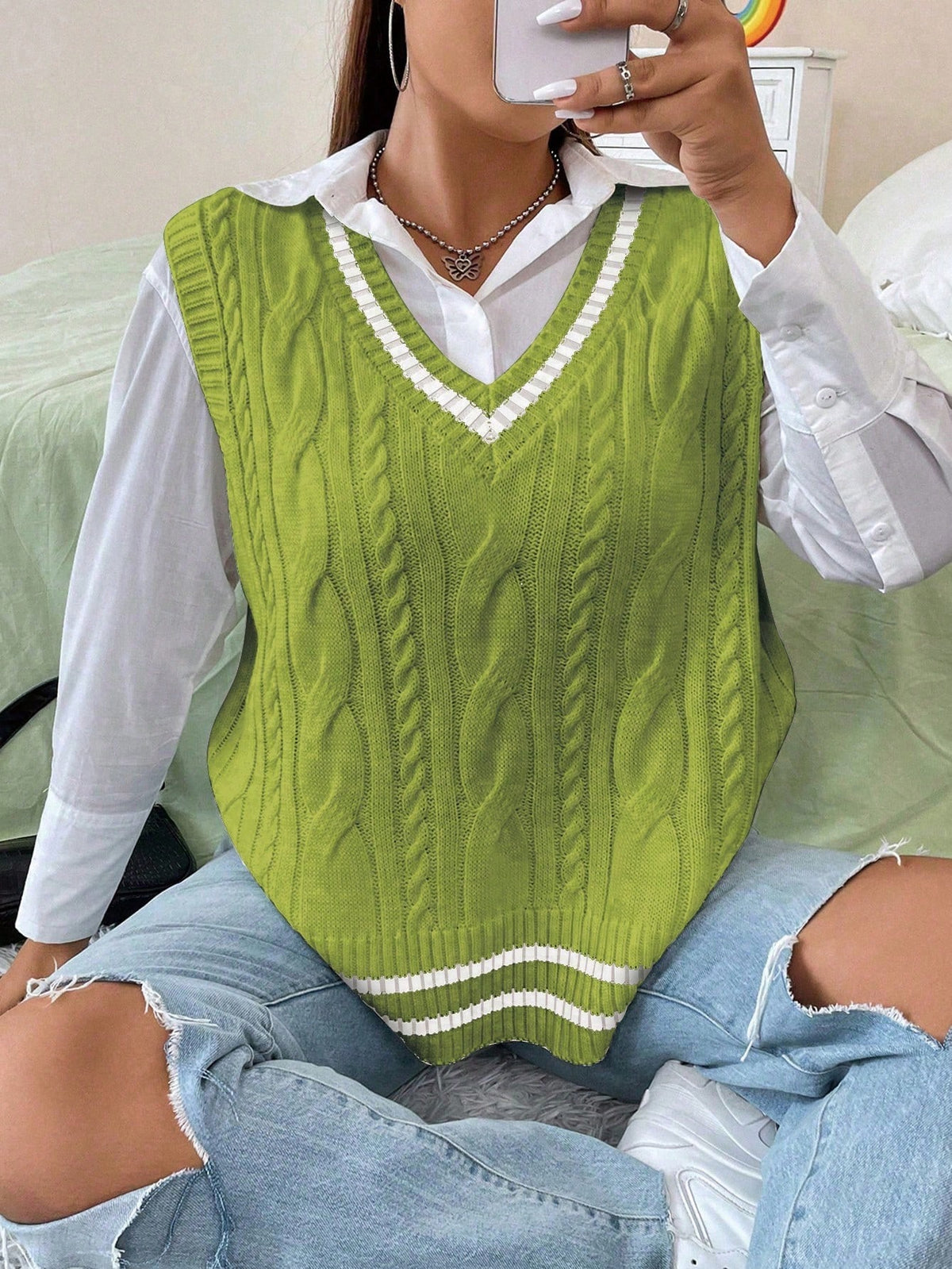 Camisa Suéter com Sobreposição Plus Size