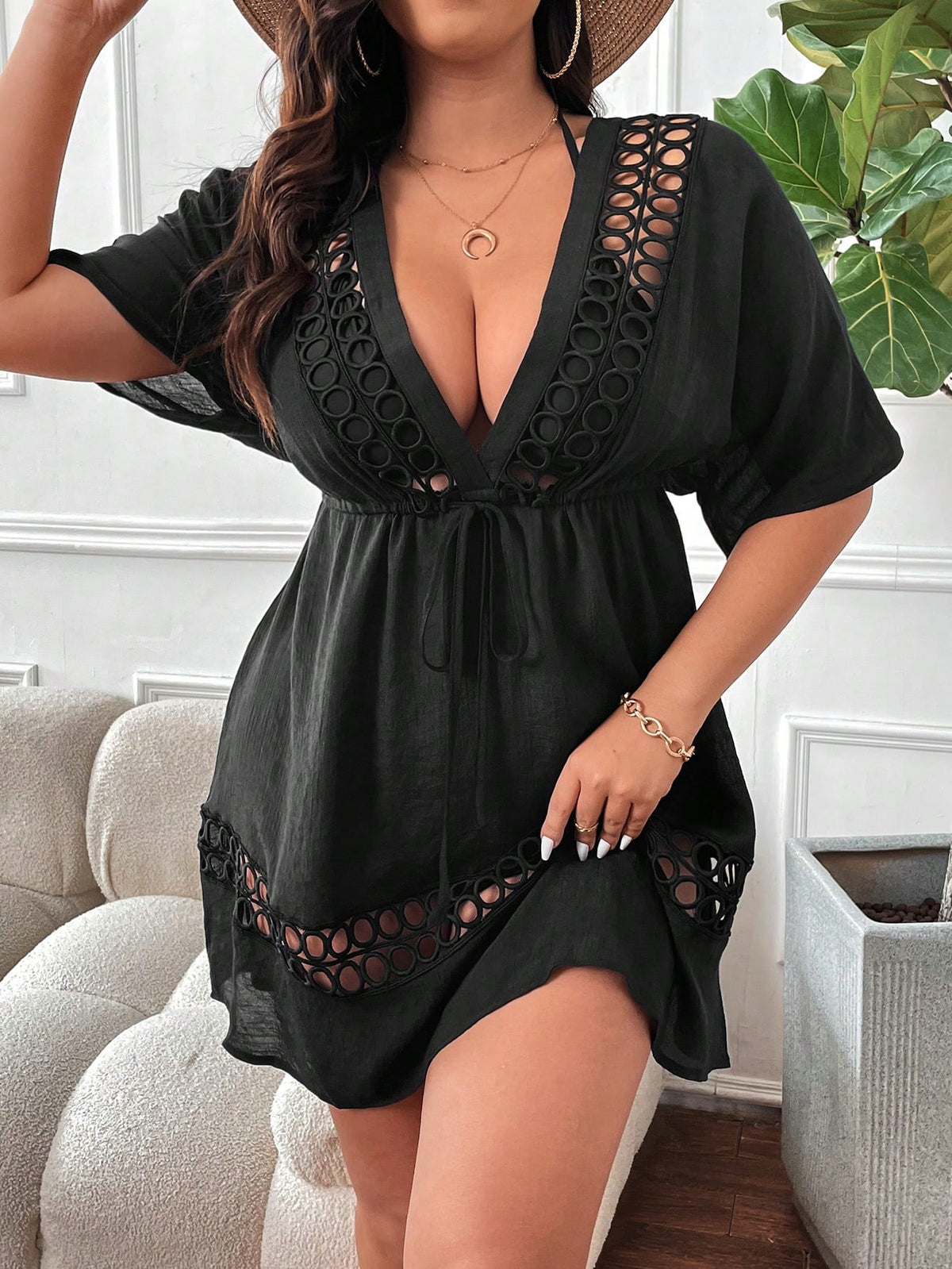 Saída de Praia Estilosa Plus Size em Viscose