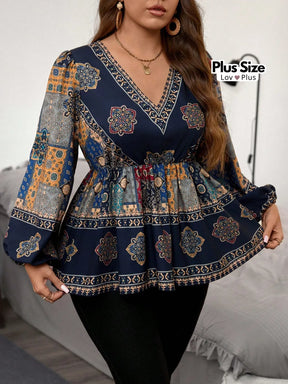 Bata Boho de Manga Longa Plus Size Blusas Plus Size