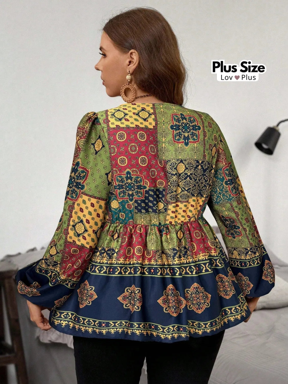 Bata Boho de Manga Longa Plus Size Blusas Plus Size