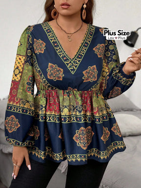 Bata Boho de Manga Longa Plus Size Blusas Plus Size