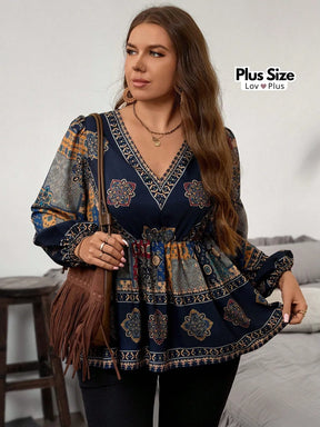 Bata Boho de Manga Longa Plus Size Blusas Plus Size