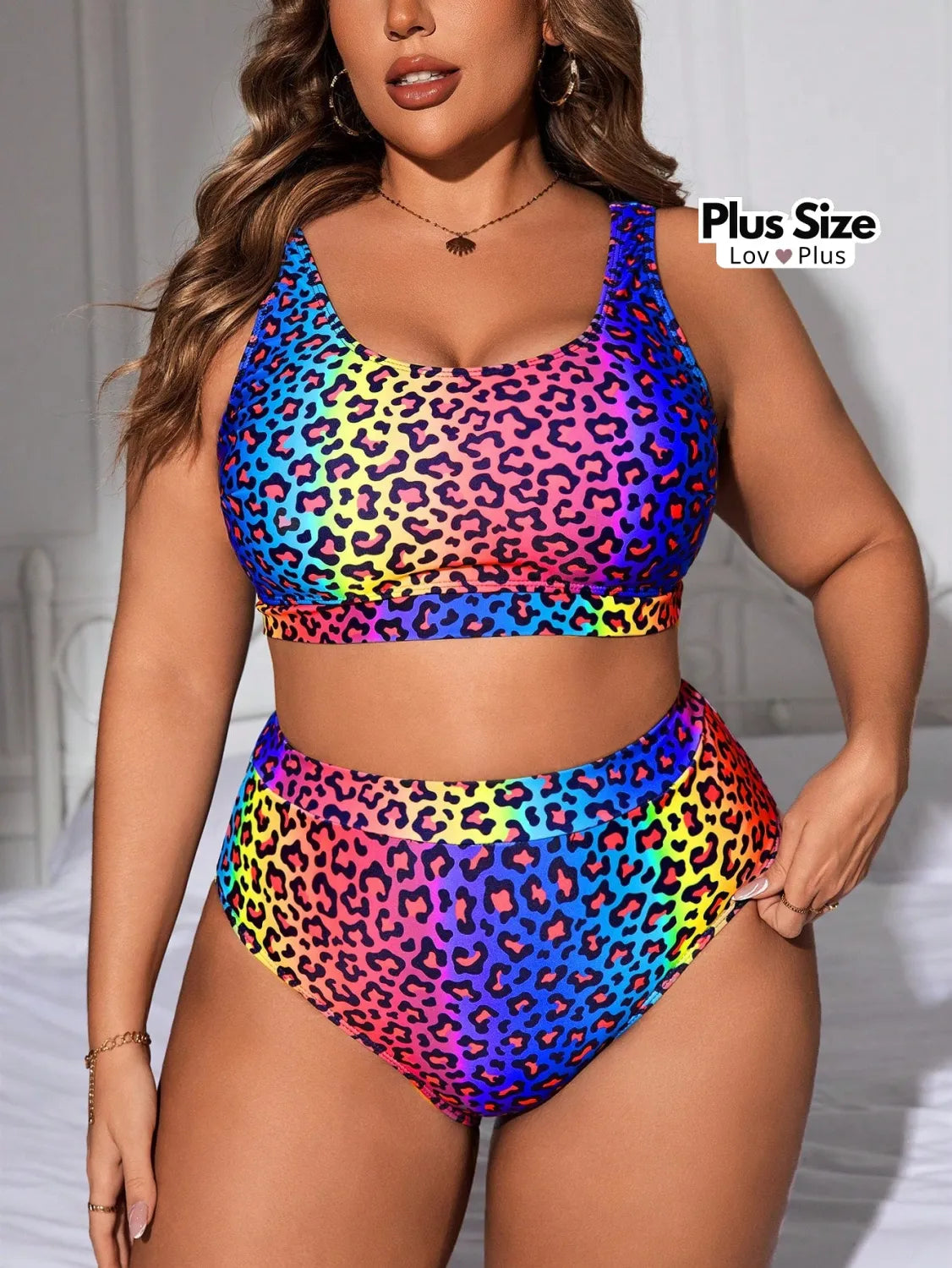 Biquíni com Alças Grossas Animal Print Plus Size Biquínis Plus Size