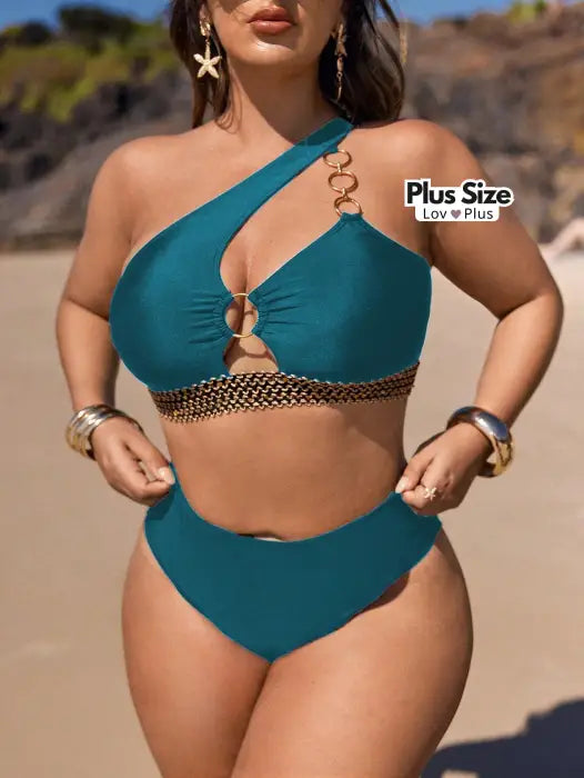 Biquíni Plus Size Assimétrico com Argolas - Tags: Biquínis Plus Size
