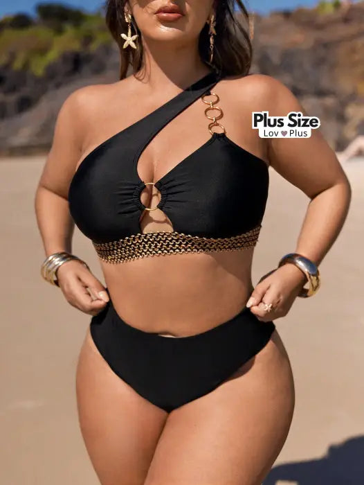 Biquíni Plus Size Assimétrico com Argolas - Tags: Biquínis Plus Size