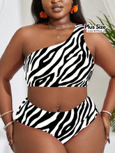 Biquíni Zebra Cintura Alta Plus Size Assimétrico Biquínis Plus Size