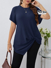 Blusa Assimétrica Plus Size com Manga Soltinha G / Azul-Marinho Blusas Plus Size