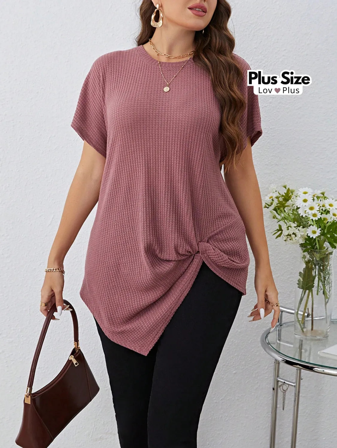 Blusa Assimétrica Plus Size com Manga Soltinha G / Rosé Blusas Plus Size