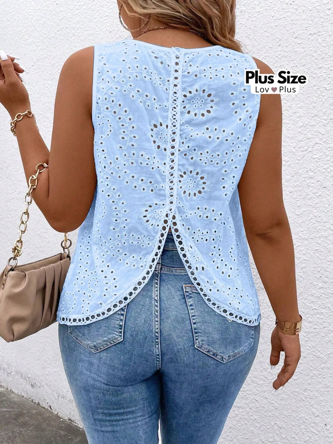 Blusa Branca Plus Size Laise 100% Algodão G / Azul Bebê Blusas Plus Size