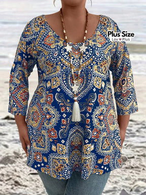 Blusa Comprida de Manga Longa Boho Plus Size Blusas Plus Size