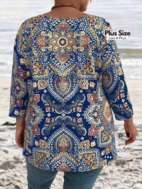 Blusa Comprida de Manga Longa Boho Plus Size Blusas Plus Size