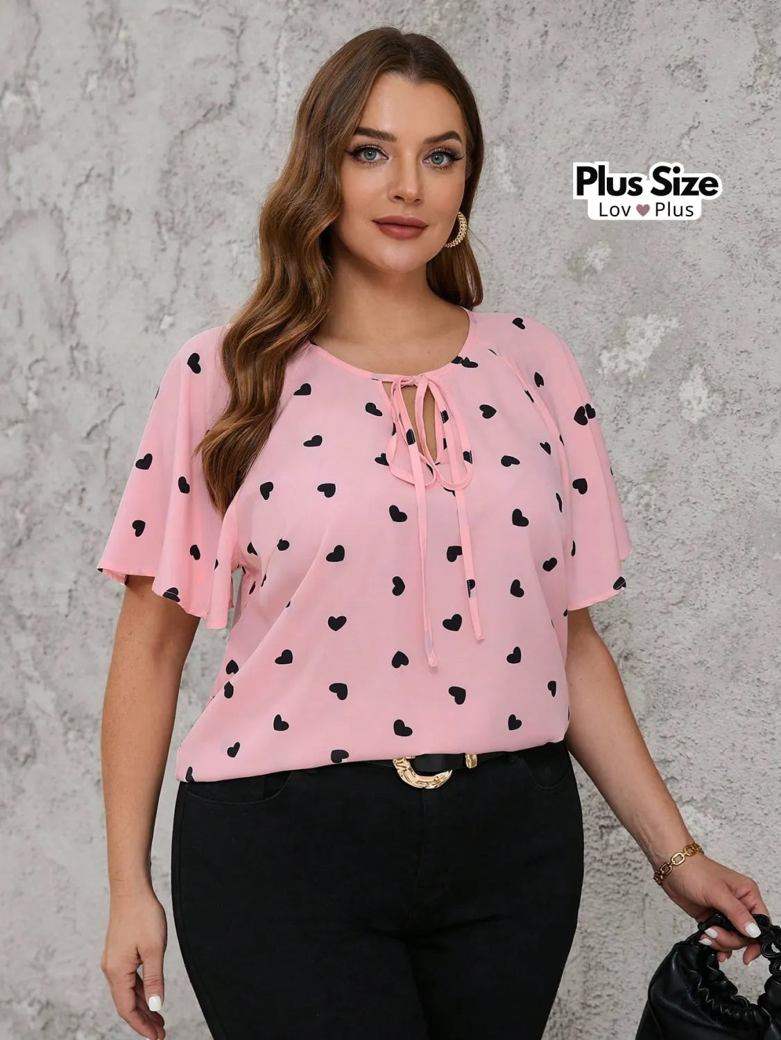Blusa de Coração Manga Fluida Plus Size Blusas Plus Size
