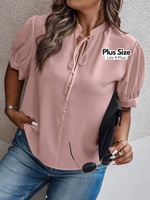 Blusa de Manga Curta Plus Size Diversas Cores G / Rosa Chiclete Blusas Plus Size