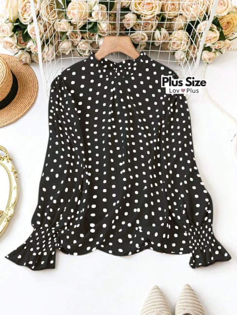 Blusa de Poá Delicada Diversas Cores Plus Size G / Poá Tradicional Blusas Plus Size