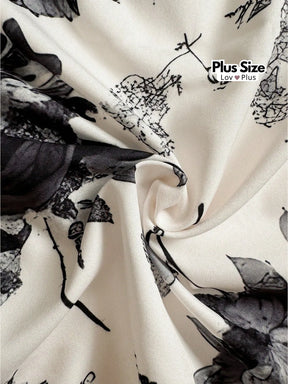 Blusa Estampada com Manga Pétala Plus Size Blusas Plus Size