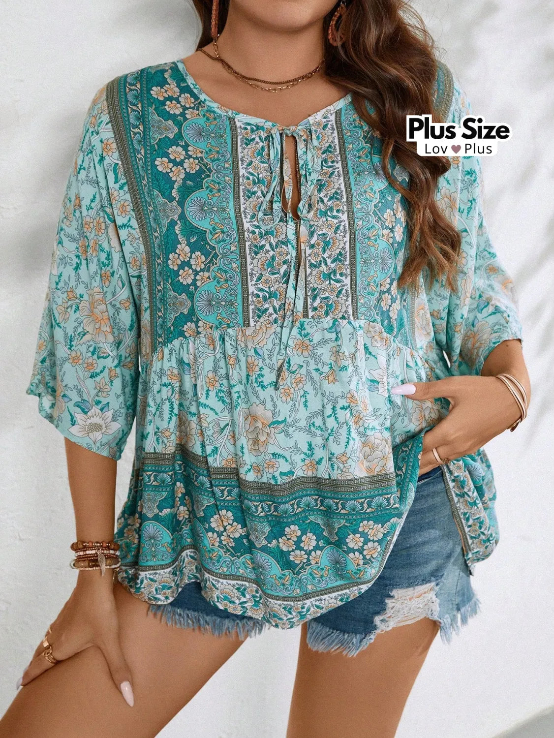 Blusa Indiana 100% Viscose Plus Size Azul Bebê / G Blusas Plus Size
