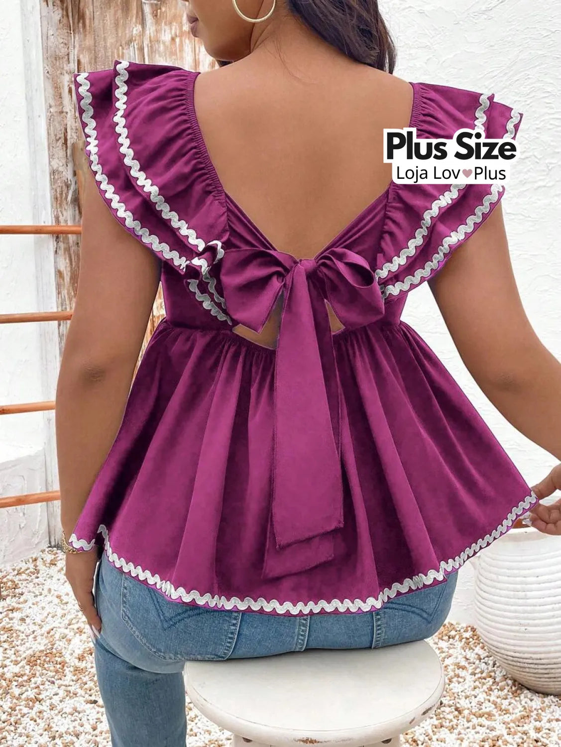 Blusa Plus Size com Decote nas Costas G / Fúcsia Blusas Plus Size