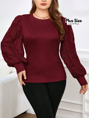 Blusa Plus Size com Manga Rendada Soltinha Blusas Plus Size