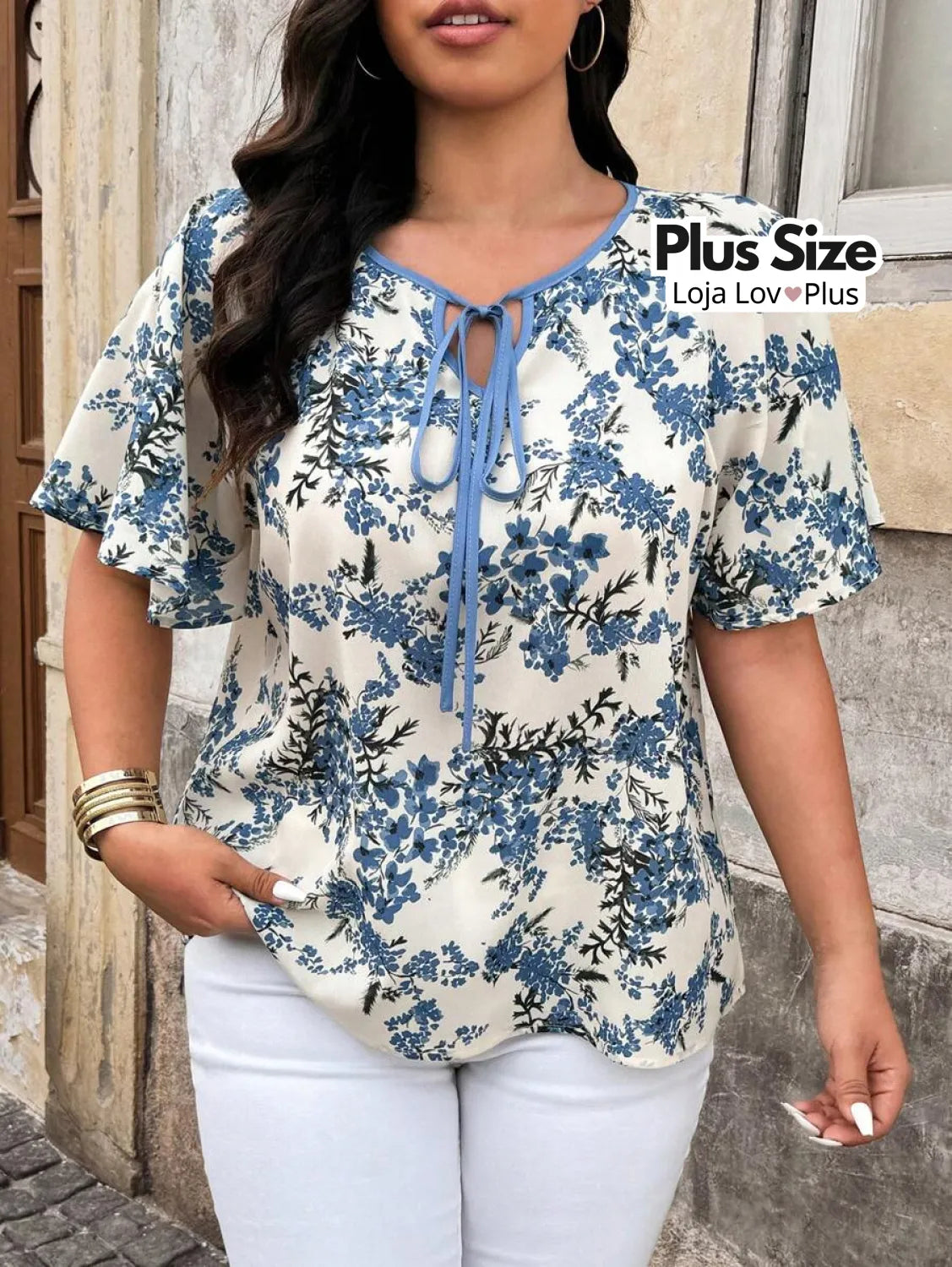 Blusa Plus Size Larga Tipo Bata Soltinha G / Floral Blusas Plus Size