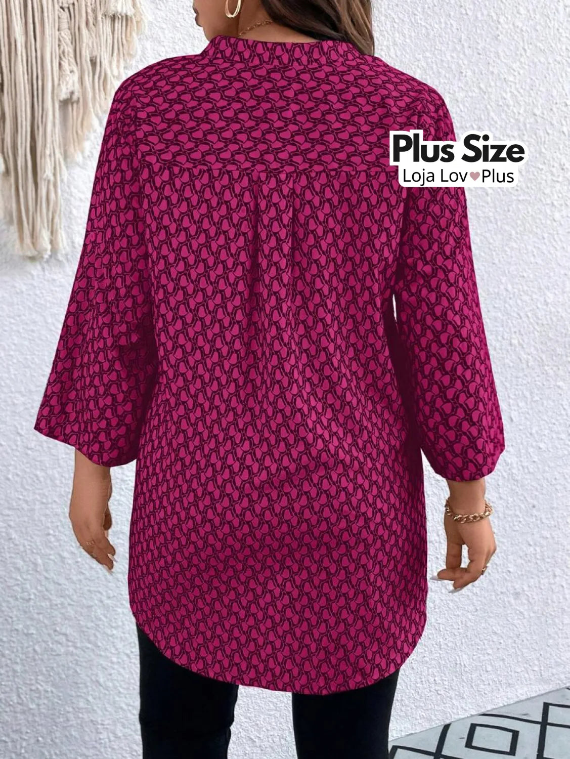 Blusa Plus Size Longa com Manga Dobrável Blusas Plus Size