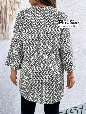 Blusa Plus Size Longa com Manga Dobrável Blusas Plus Size