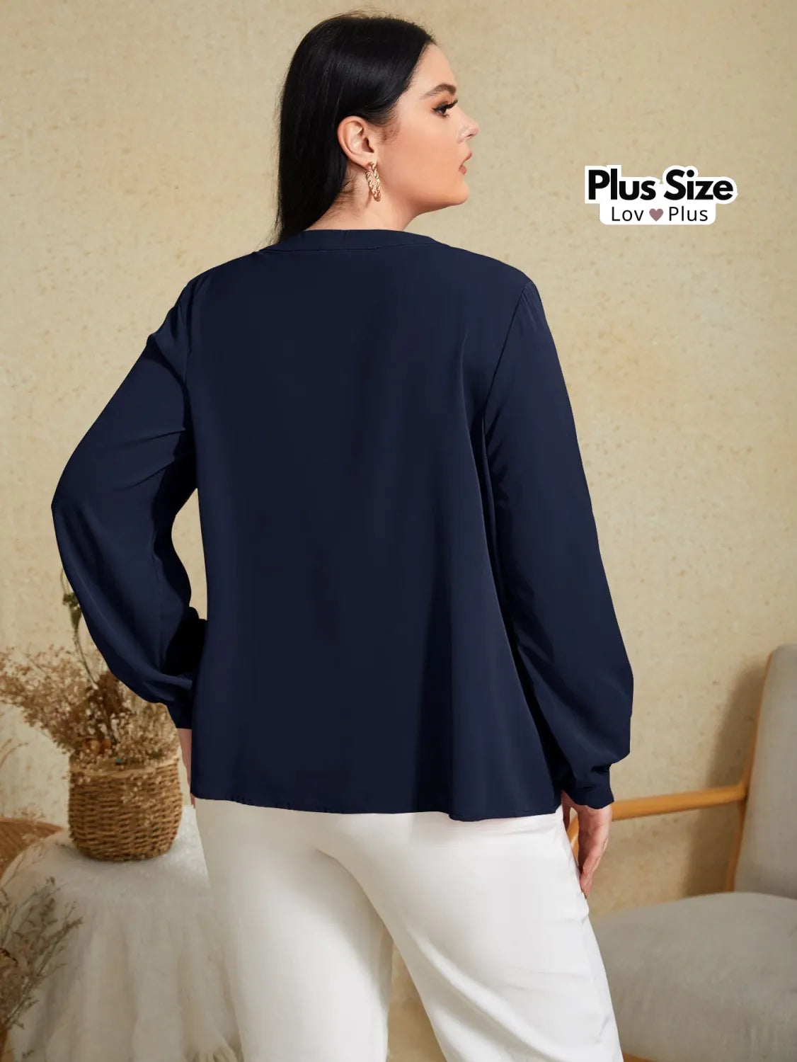 Blusa Plus Size Social de Manga Longa Blusas Plus Size