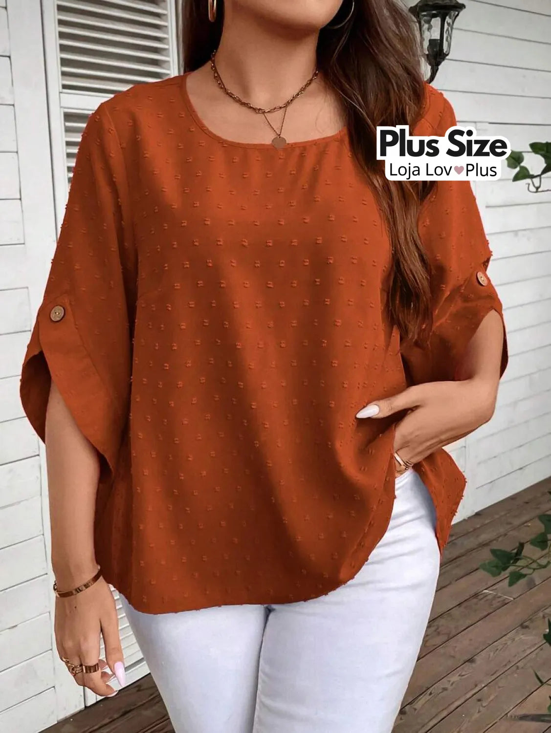 Blusa Plus Size Solta em Ponto Suíço Blusas Plus Size