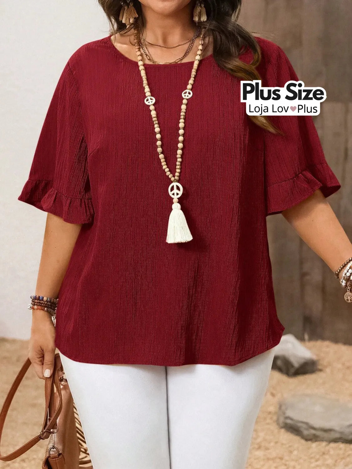 Blusa Plus Size Soltinha com Manga Fluída G / Vinho Blusas Plus Size