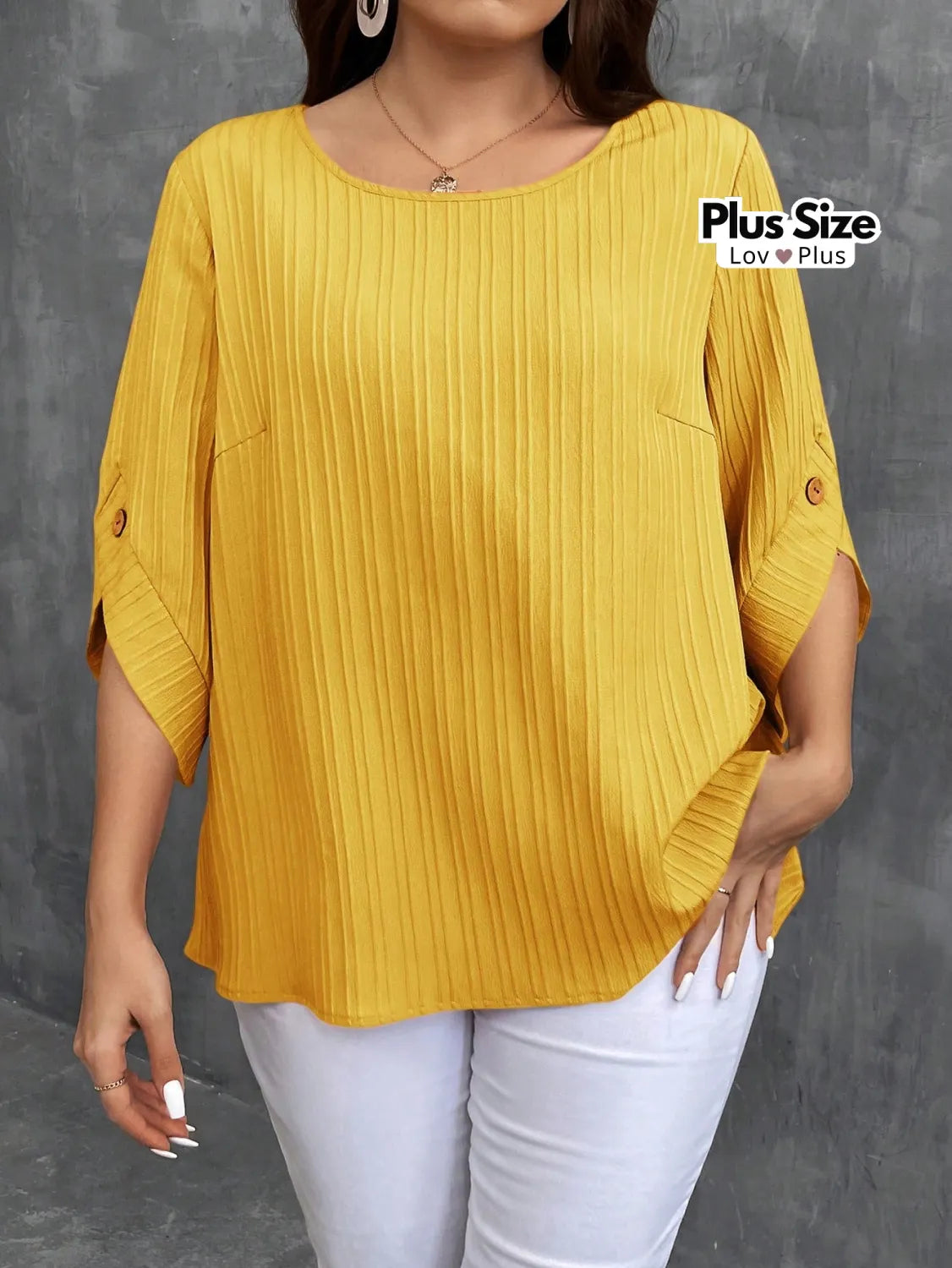 Blusa Plus Size Texturizada Diversas Cores G / Amarela Blusas Plus Size