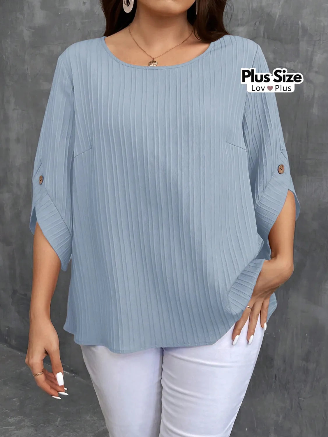 Blusa Plus Size Texturizada Diversas Cores G / Azul Bebê Blusas Plus Size