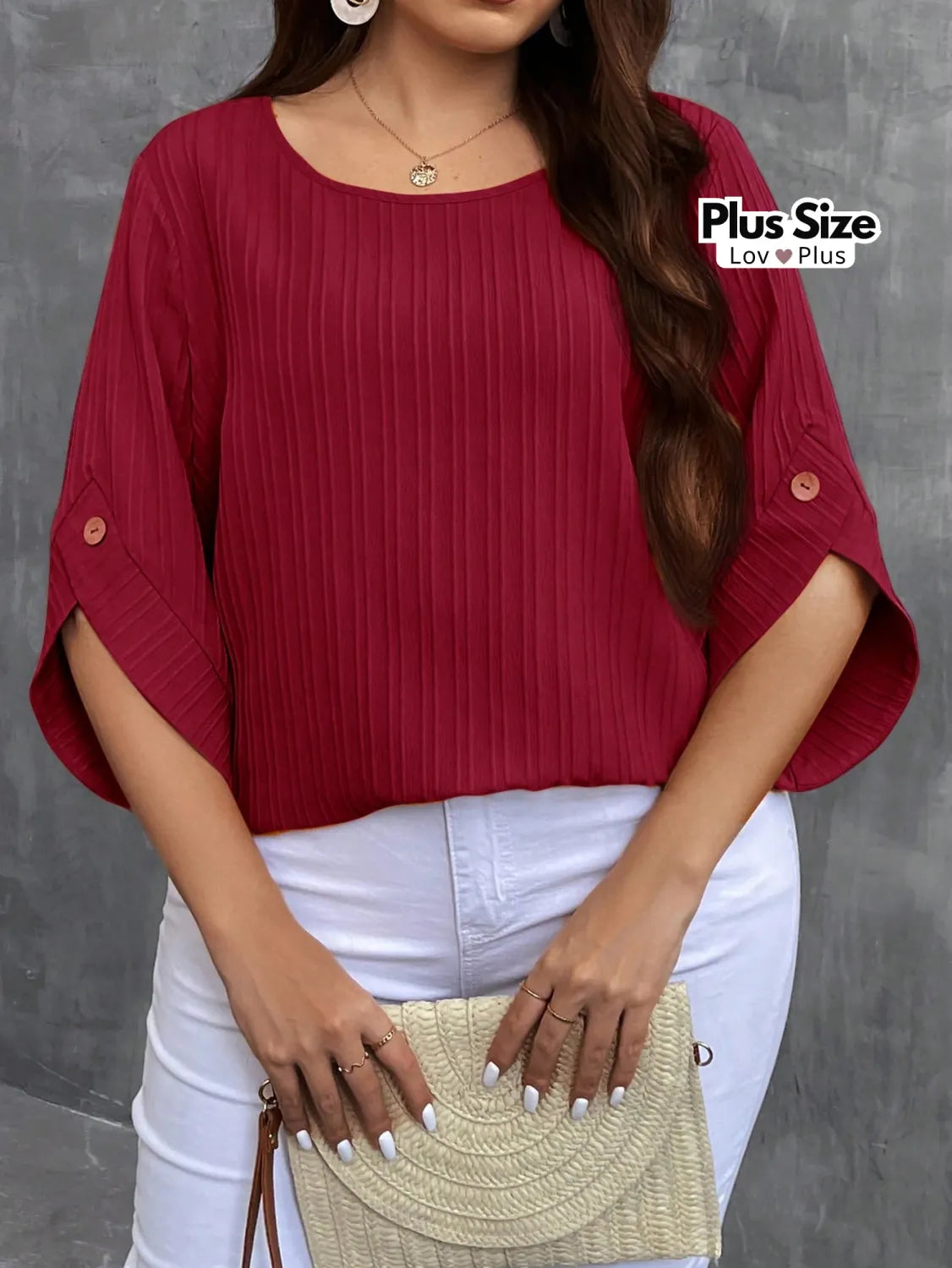 Blusa Plus Size Texturizada Diversas Cores G / Vermelho Blusas Plus Size
