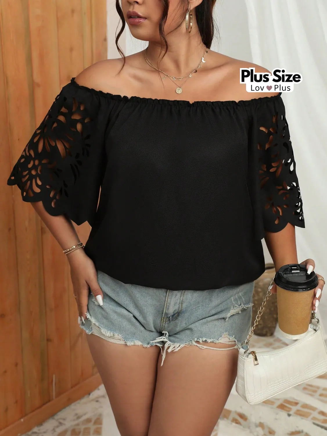 Blusa Preta Ciganinha Plus Size G / Preto Blusas Plus Size