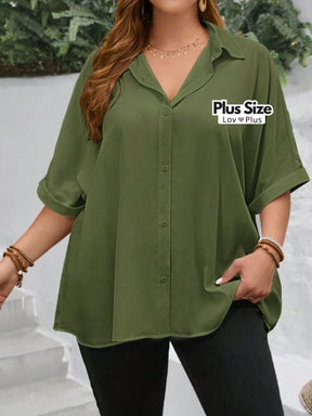 Blusa Solta de Botões e Manga Plus Size - Tags: Blusas Plus Size