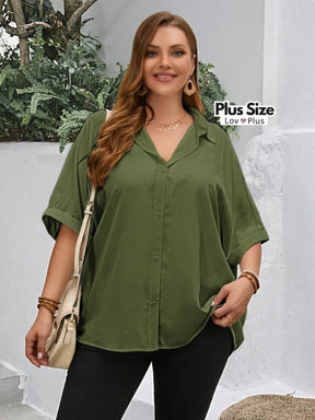 Blusa Solta de Botões e Manga Plus Size - Tags: Blusas Plus Size