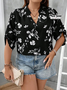 Blusa Soltinha com Manga 3/4 Plus Size Blusas Plus Size