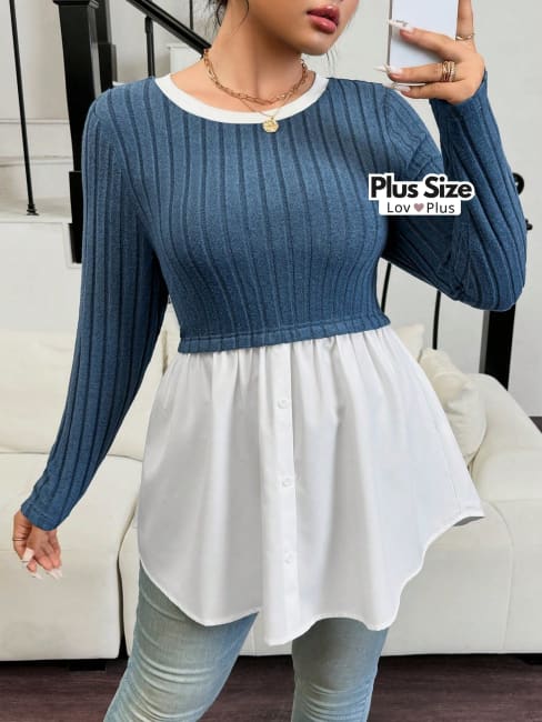 Blusa Soltinha com Sobreposição Plus Size - Tags: Blusas Plus Size