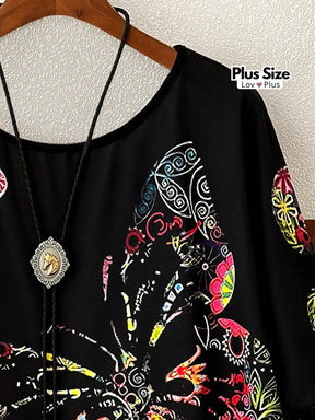Blusa Soltinha Estampa de Borboleta Plus Size Blusas Plus Size