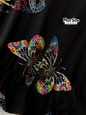 Blusa Soltinha Estampa de Borboleta Plus Size Blusas Plus Size