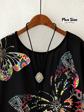 Blusa Soltinha Estampa de Borboleta Plus Size Blusas Plus Size