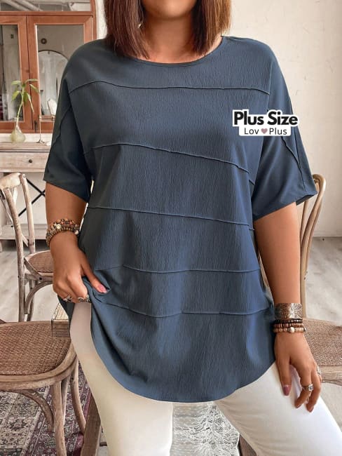 Blusa Soltinha Plus Size com Manga G / Azul Blusas Plus Size