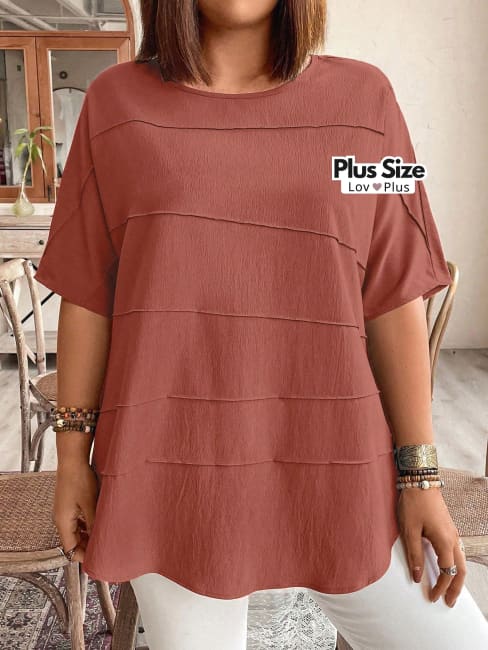 Blusa Soltinha Plus Size com Manga G / Pêssego Blusas Plus Size