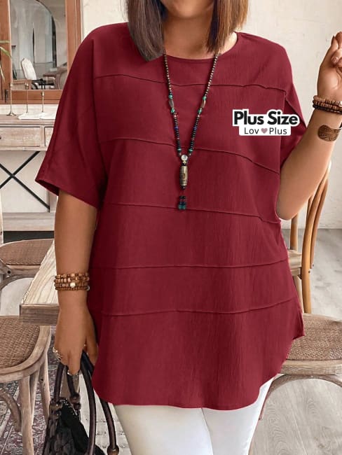Blusa Soltinha Plus Size com Manga G / Vinho Blusas Plus Size